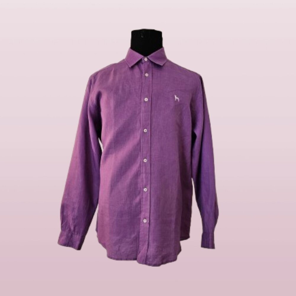 AZULU MEN LONG SLEEVE LINEN DRESS SHIRT - SIZE XL/T